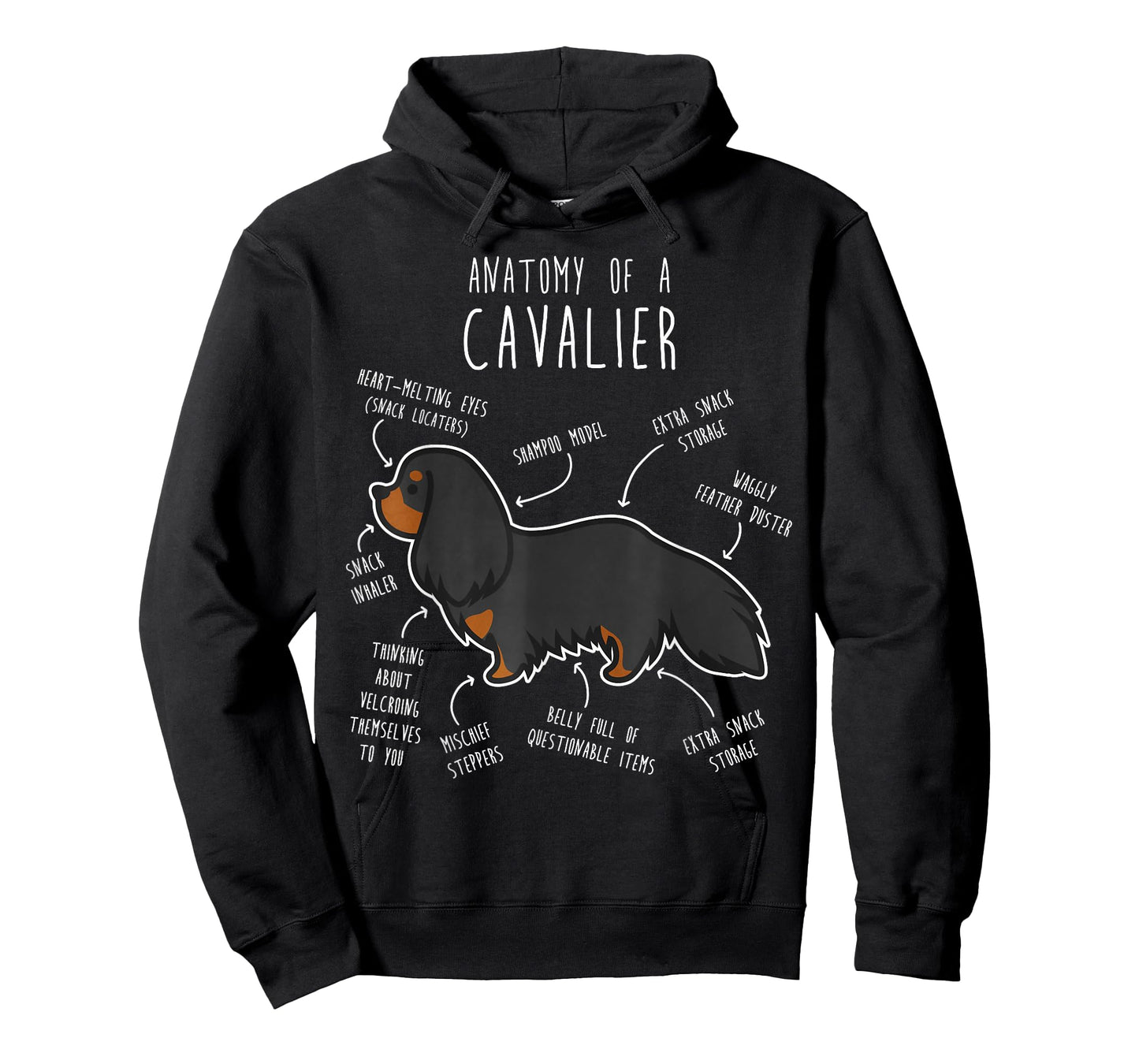 Cavalier King Charles Spaniel Dog Black Tan Funny Anatomy T-Shirt for Men Women Girls Kids