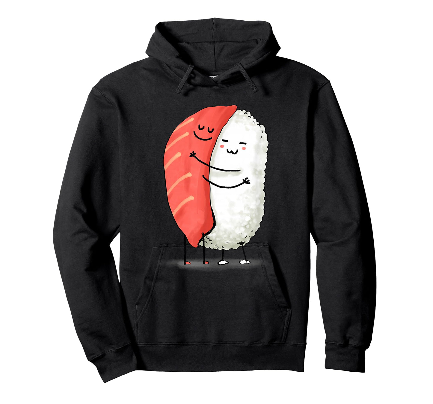 Wowsome! Unisex-Adults Sushi Lover T-Shirt - Black - Small - Short Sleeve - Japanese Anime Sushi Hug Design