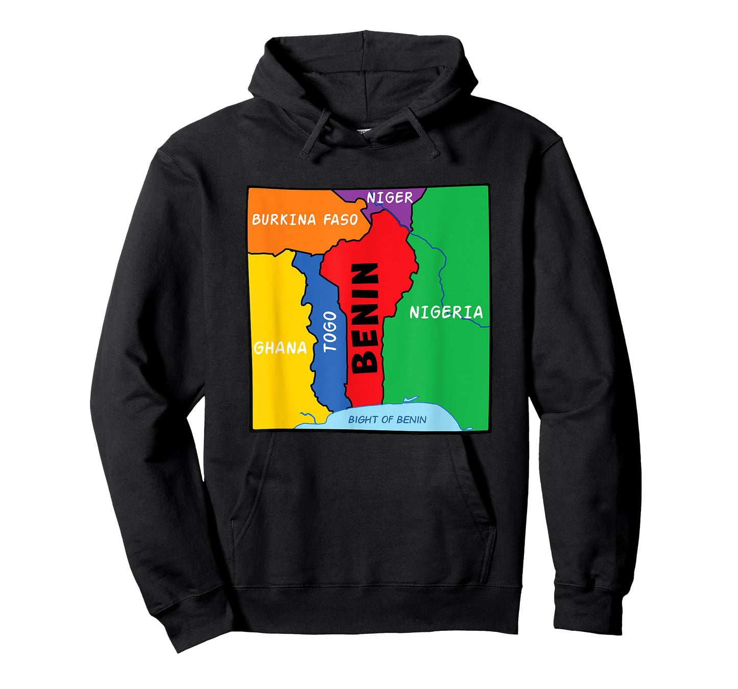 Colorful simplified Benin map, neighboring countries names T-Shirt