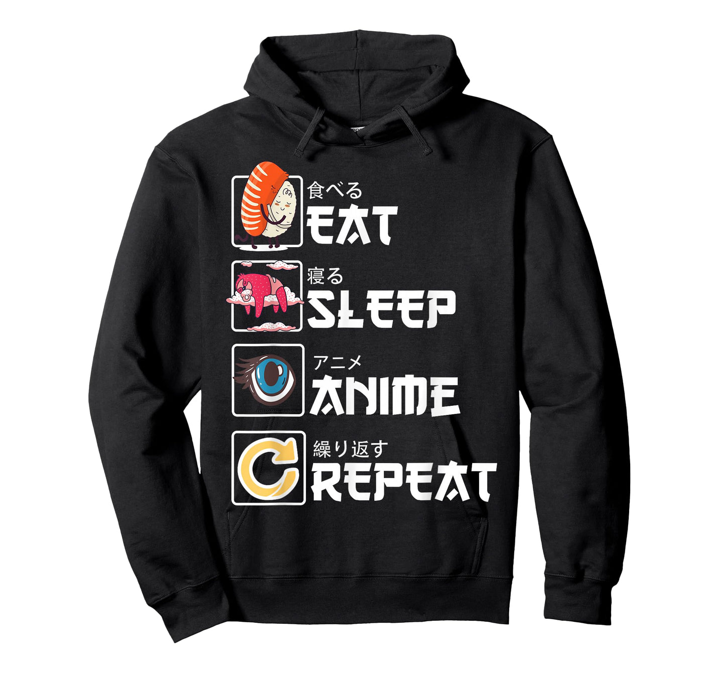 Kawaii Manga Sushi - Eat Sleep Anime Repeat - Cute Anime T-Shirt