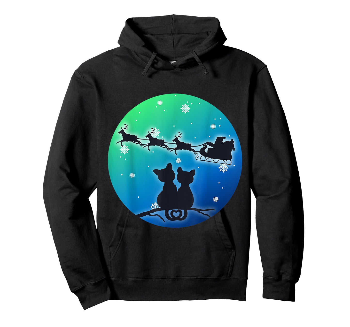 Christmas Santa Sleigh Reindeer Cats, Women Girls, Cat, Xmas T-Shirt