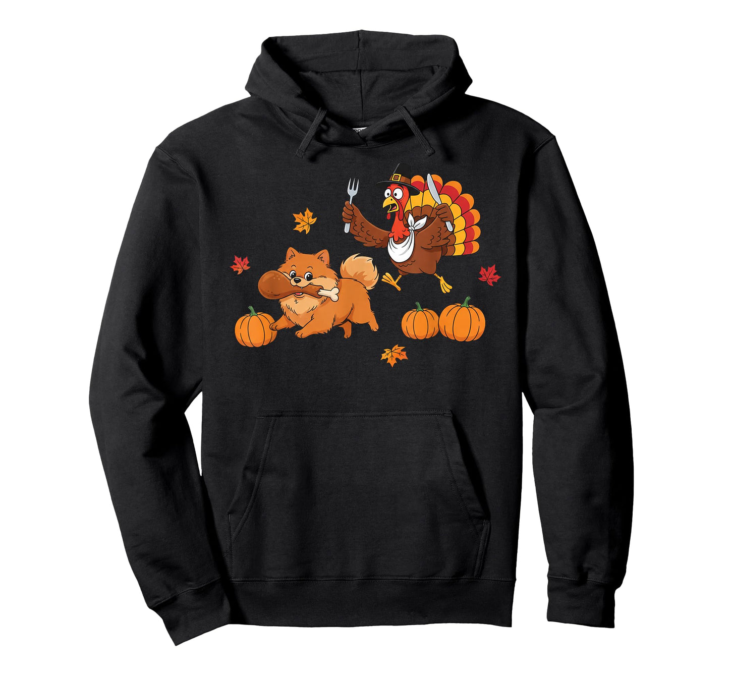 Funny Pomeranian Turkey Autumn Thanksgiving Womens Mens Kids T-Shirt