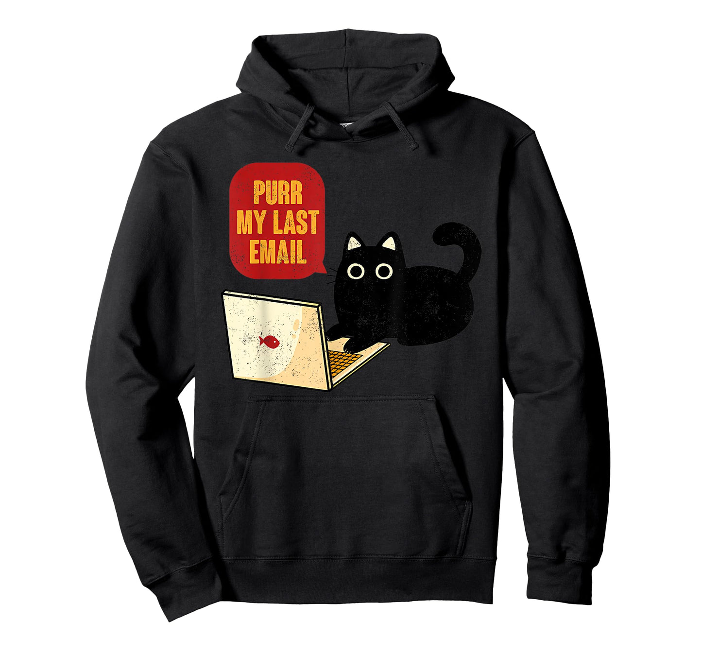 Vintage Purr My Last Email Black Cat Funny Home Office T-Shirt for Men Women