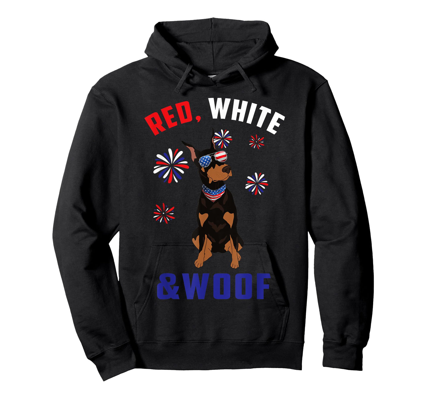 Red White And Woof Black Tan Doberman Dog Lover 4th Of July T-Shirt