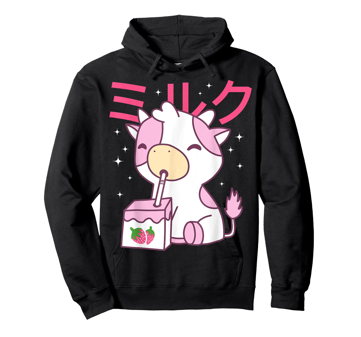 Strawberry Milk Drinking Cute Kawaii Cow T-Shirt