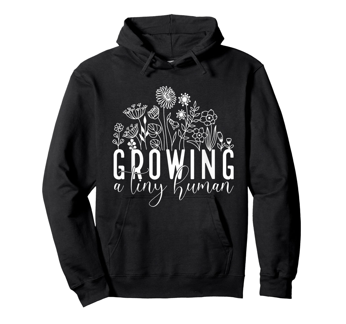 Growing A Tiny Human Tee, Floral Pregnancy Announcement T-Shirt