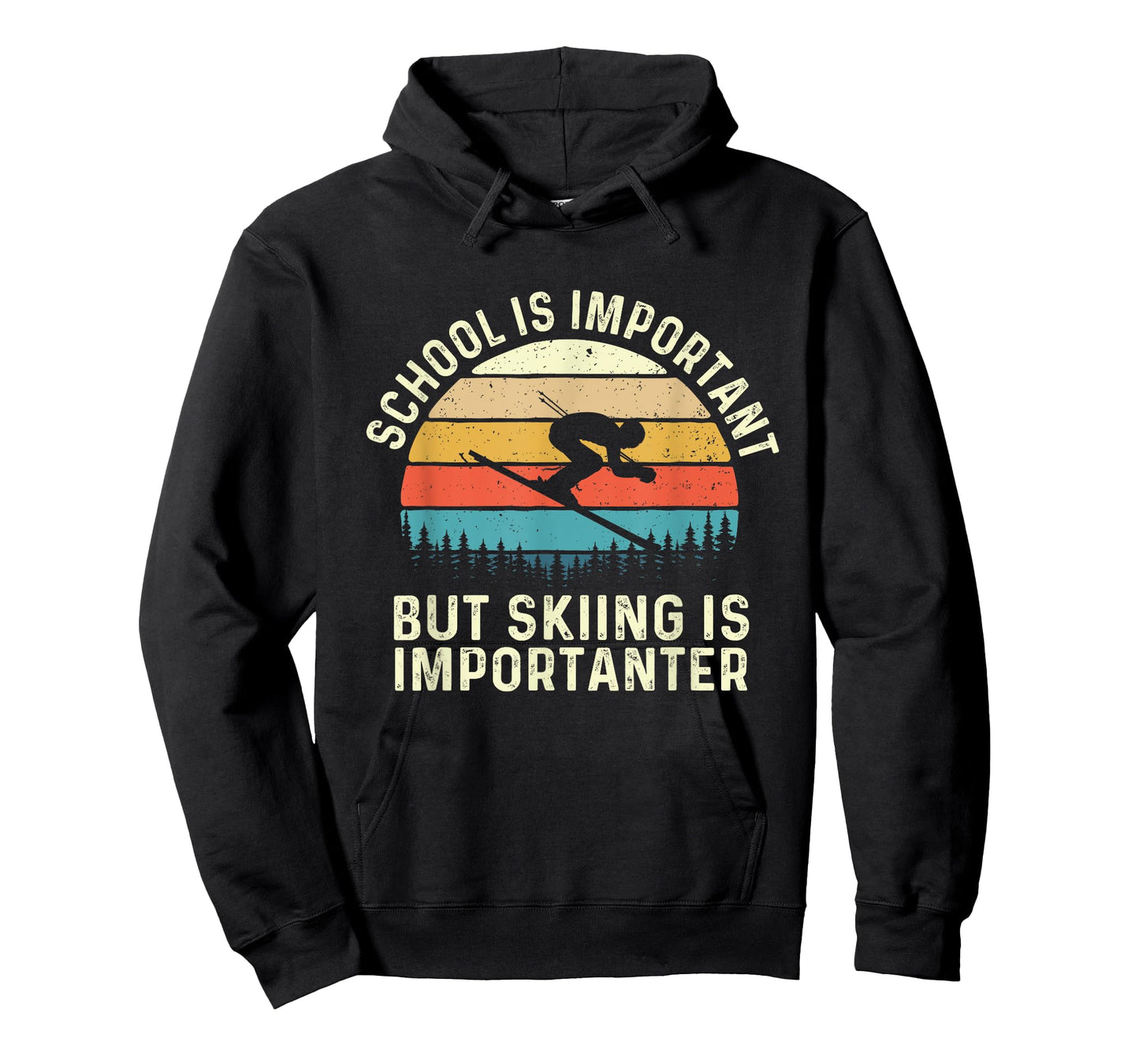 School Is Important But Skiing Is Importanter - Retro Skier T-Shirt