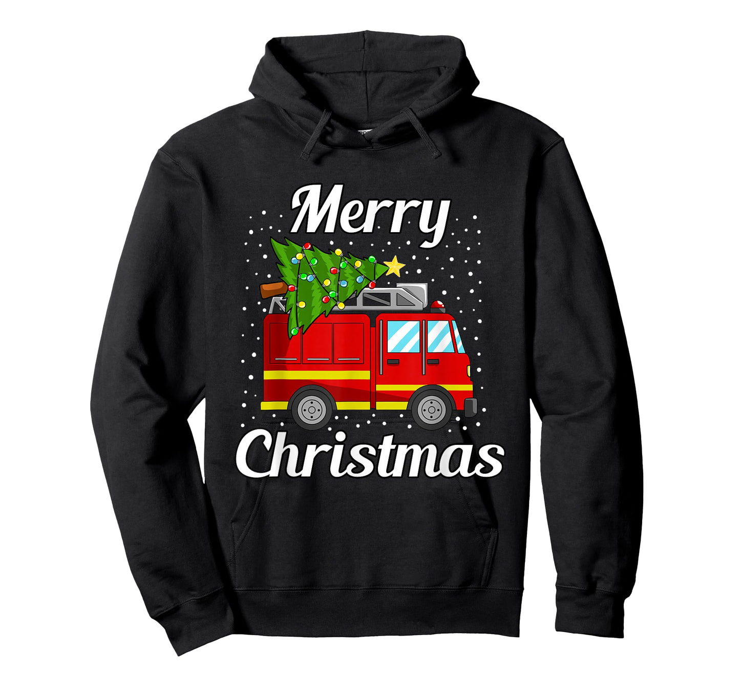 Merry Christmas Tree Firetruck Pajama Firefighter Fireman T-Shirt