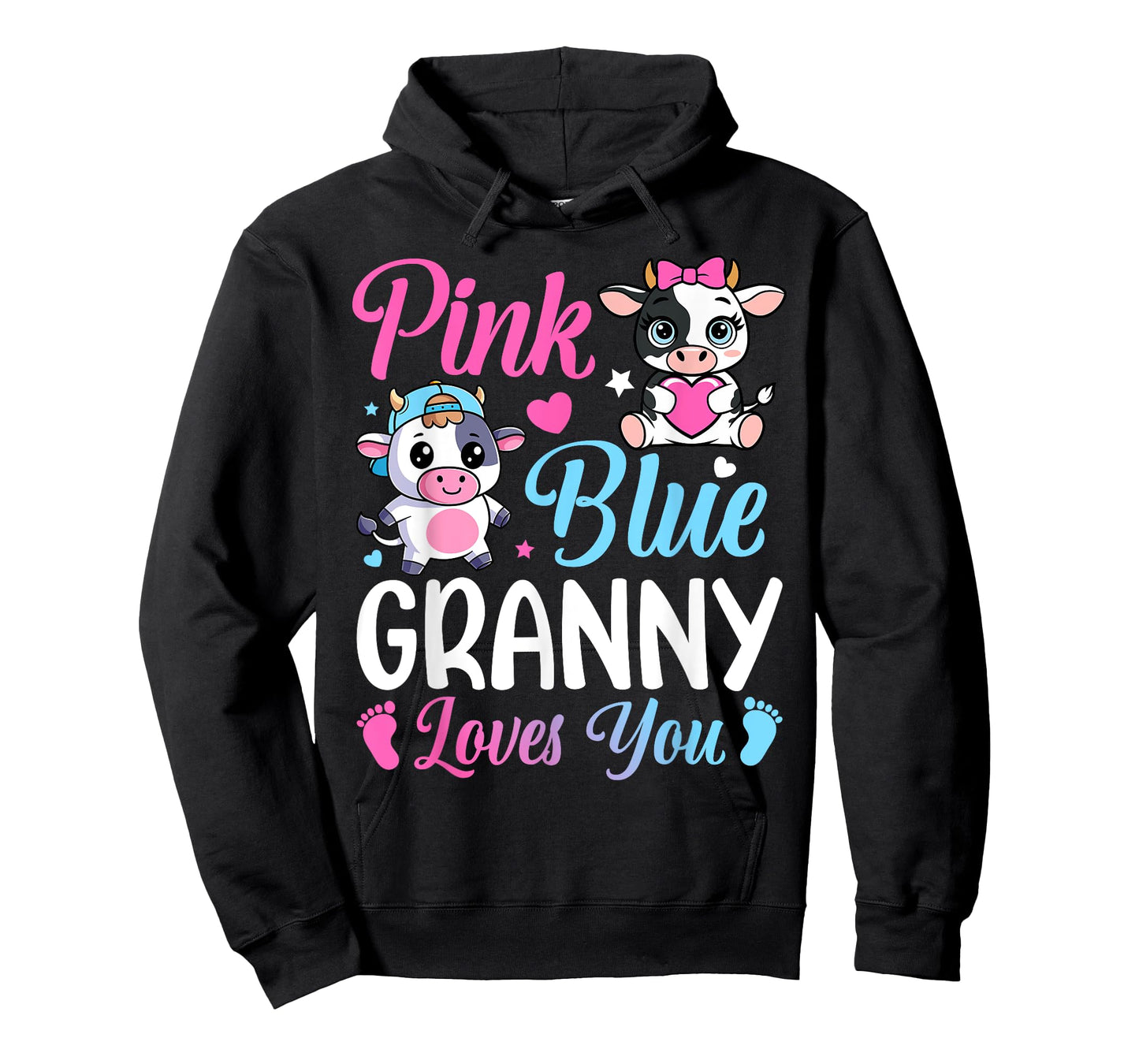 Pink Or Blue Granny Loves You Cow Gender Reveal Family T-Shirt