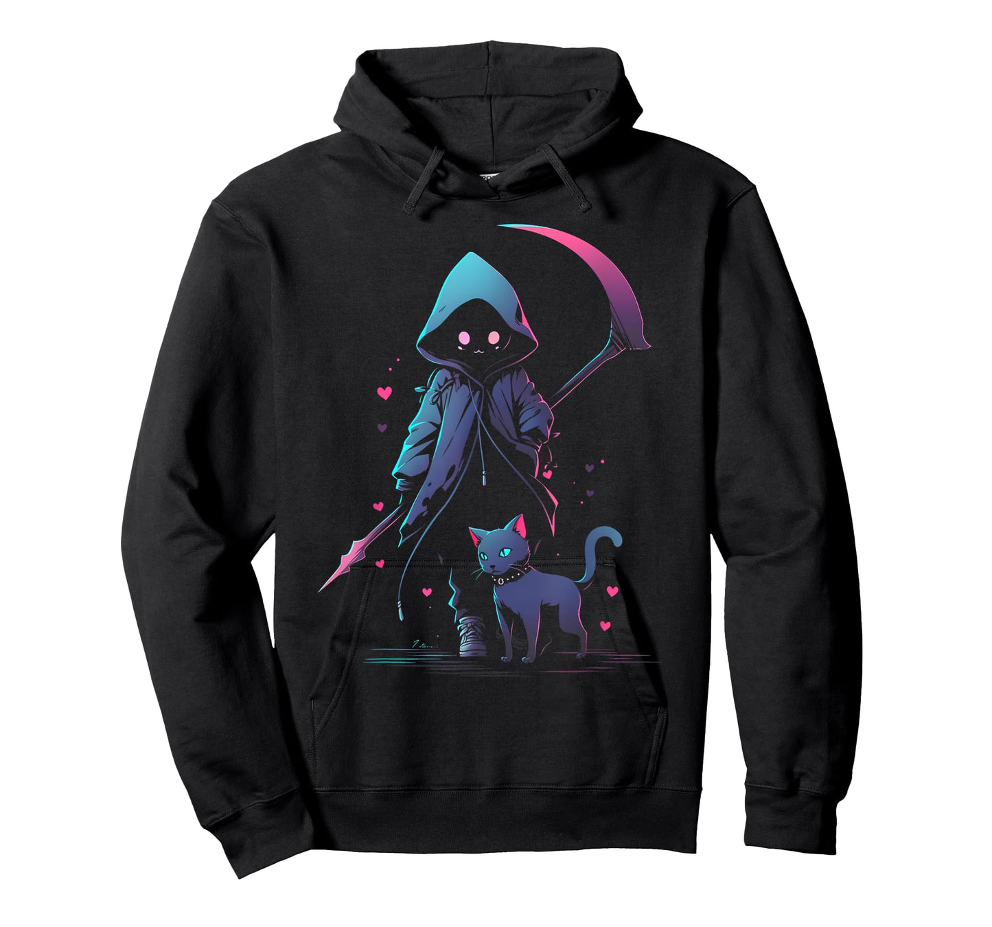 Kawaii Creepy Cute Cat Grim Reaper | Pastel Goth Gothic T-Shirt for Men Women