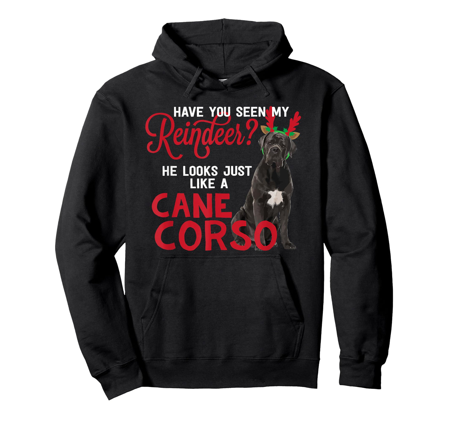 Dog Lover Italian Mastiff Dog Breed Gifts Cane Corso Christmas Reindeer Funny Unisex-Adults T-Shirt Black Small