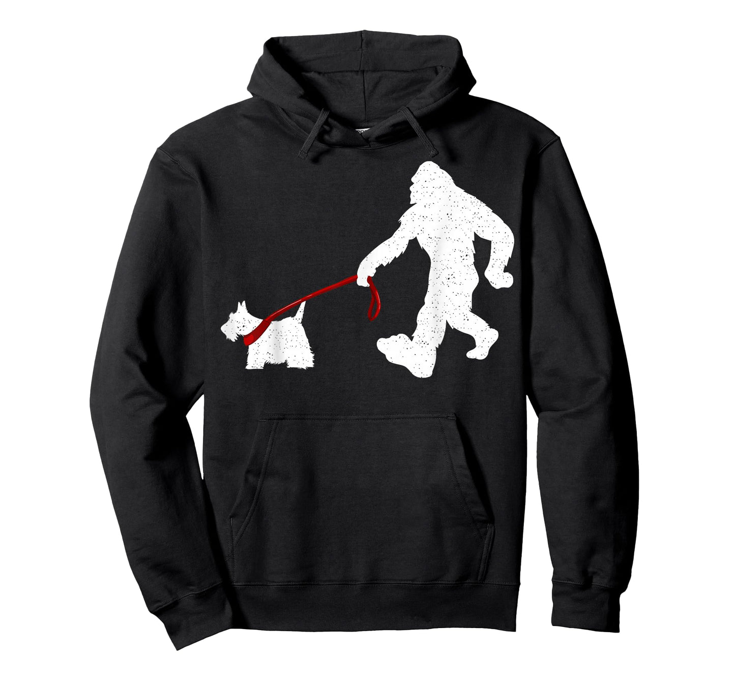Funny Bigfoot Walking With Scottish Terrier Dog Gifts T-Shirt