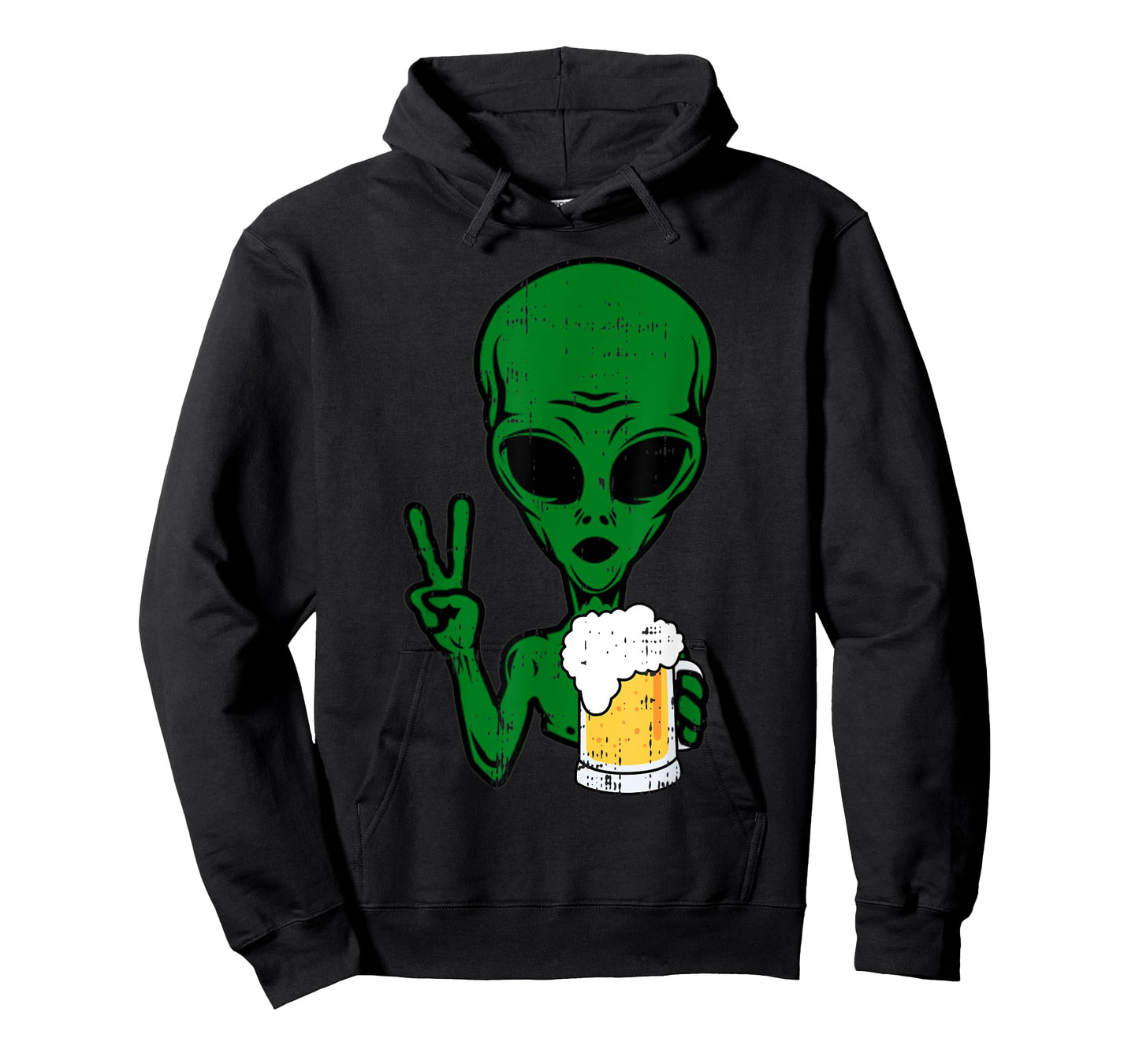 Area-51 Alien Beer Peace Sign Lazy Drinking Halloween Gift T-Shirt
