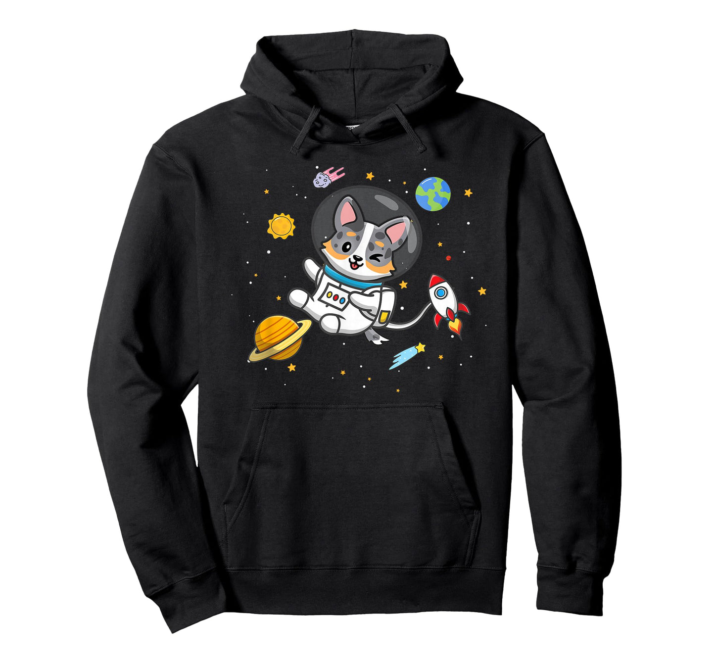 Funny Kawaii Kid Boys Space Astronaut Blue Merle Corgi Lover T-Shirt