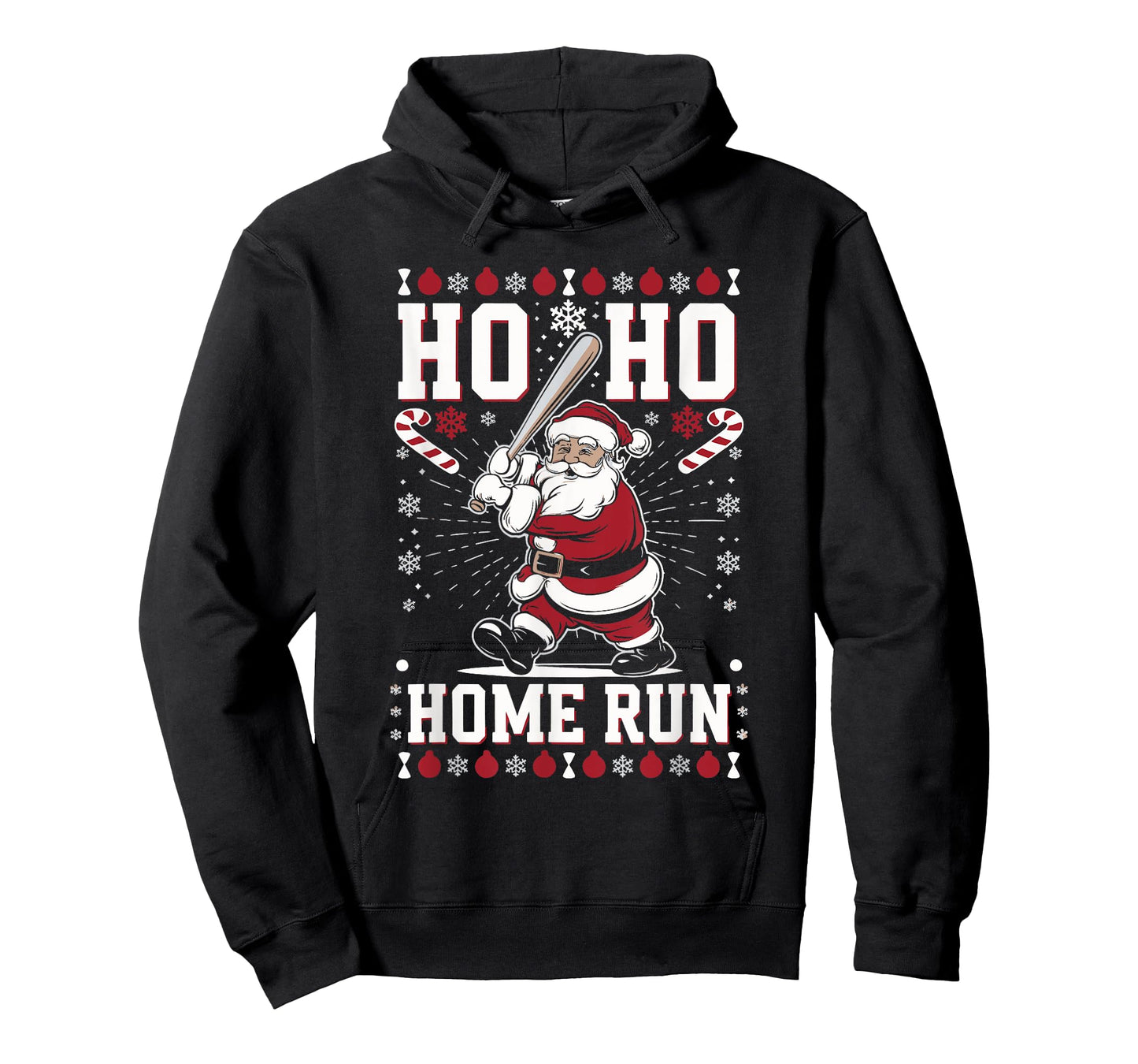 Christmas Santa Baseball Home Run Ho Ho Home Run T-Shirt, Unisex-Adults, Unisex-Kids, Black, Small, Short Sleeve, T-Shirt