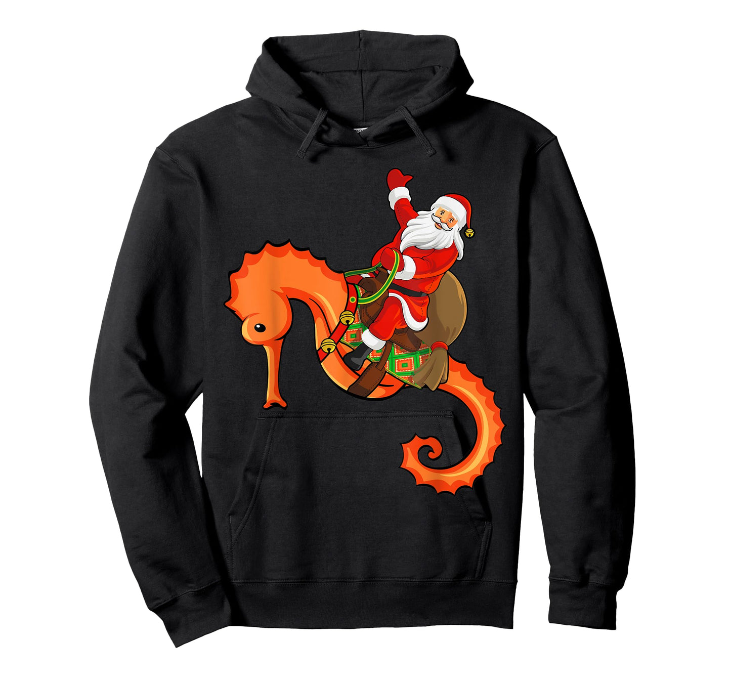 Funny Seahorse Fish Lover Santa Riding Seahorse Christmas T-Shirt