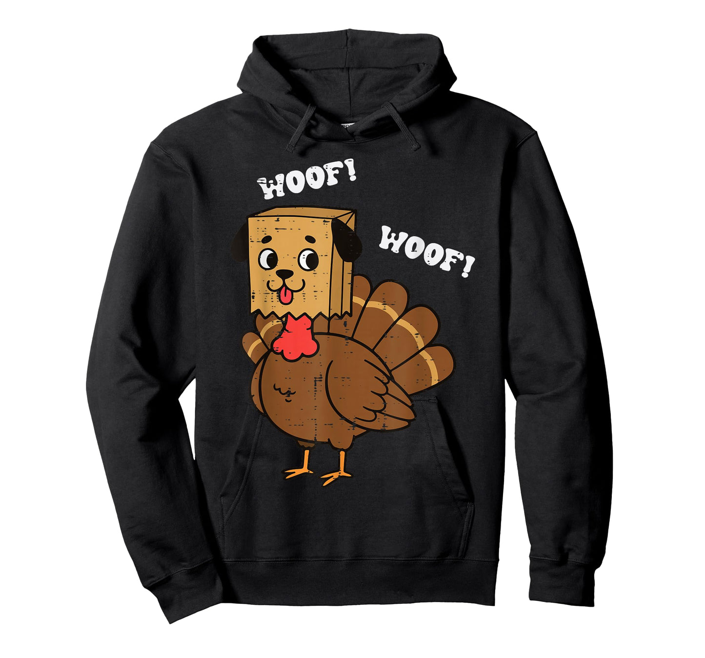 Thanksgiving Turkey Dog Paper Bag Woof Funny Men Women Kids T-Shirt