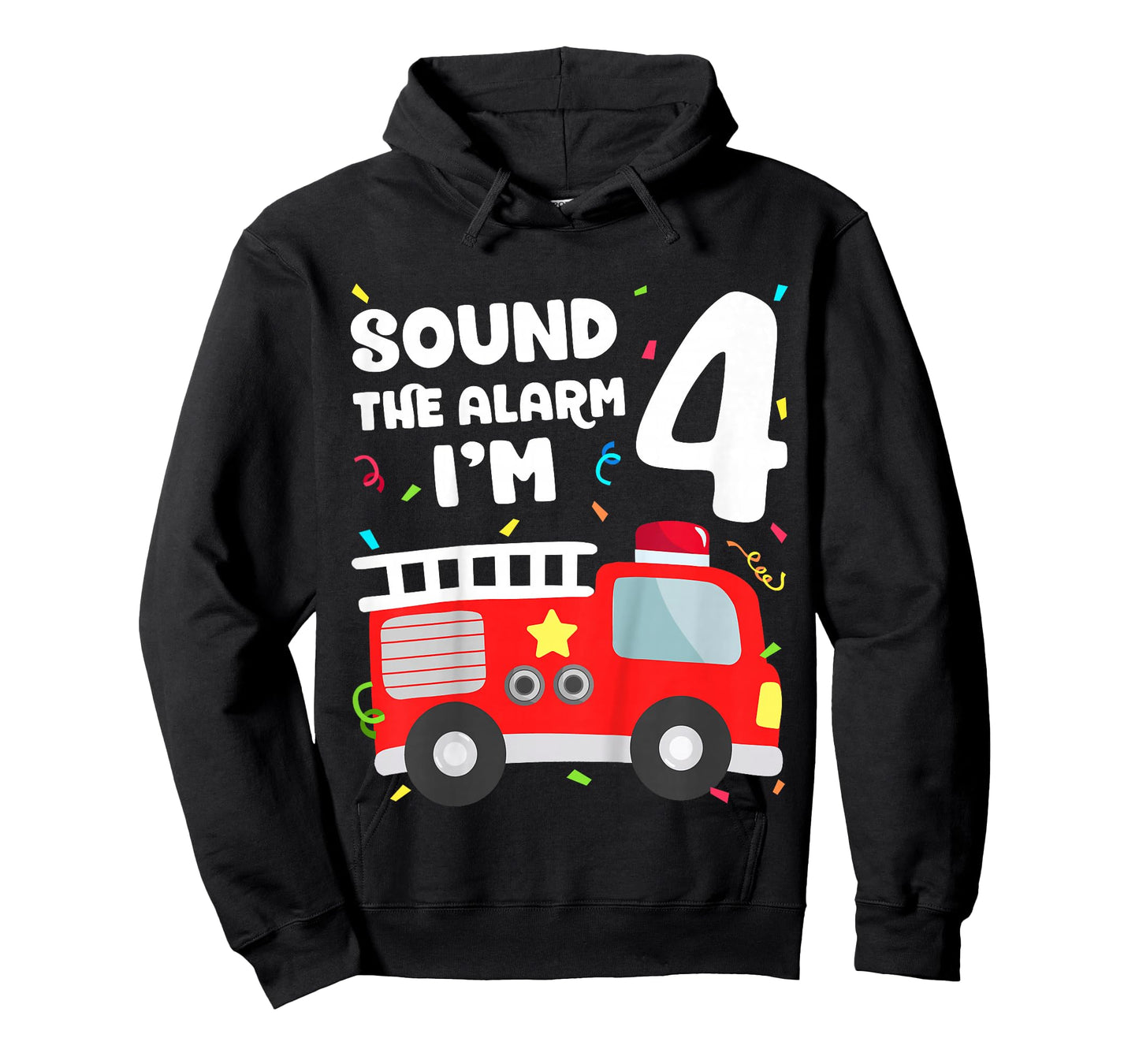 Fire Truck 4th Birthday Toddler Boy Firefighter 4 Year Old T-Shirt