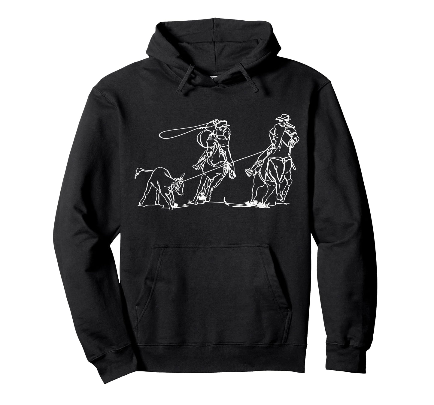 Team Roping Rodeo Cowboy Western Country One Line Art T-Shirt