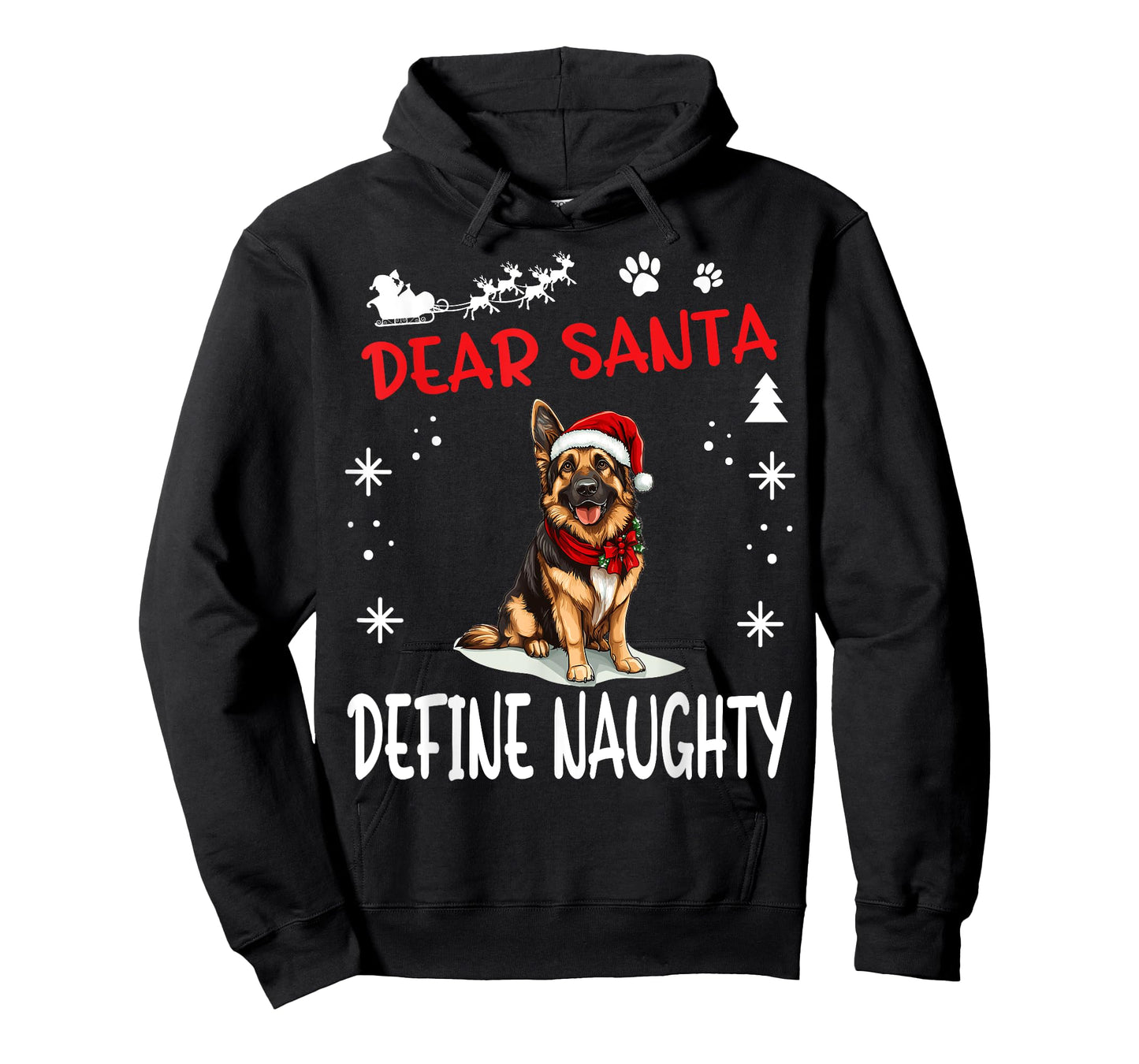 Cute German Shepherd Dog Christmas Dear Santa Define Naughty T-Shirt