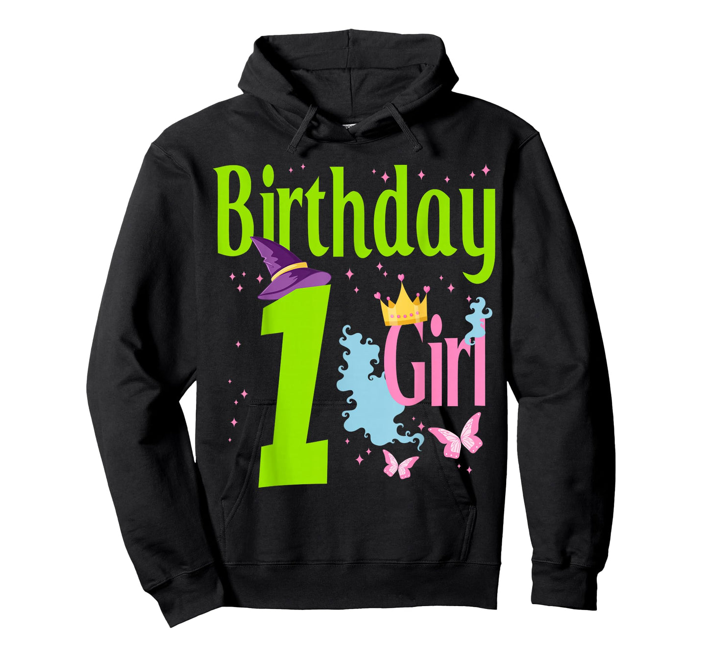 Birthday Girl 1 Princess Crown Butterfly Birthday Party Look T-Shirt