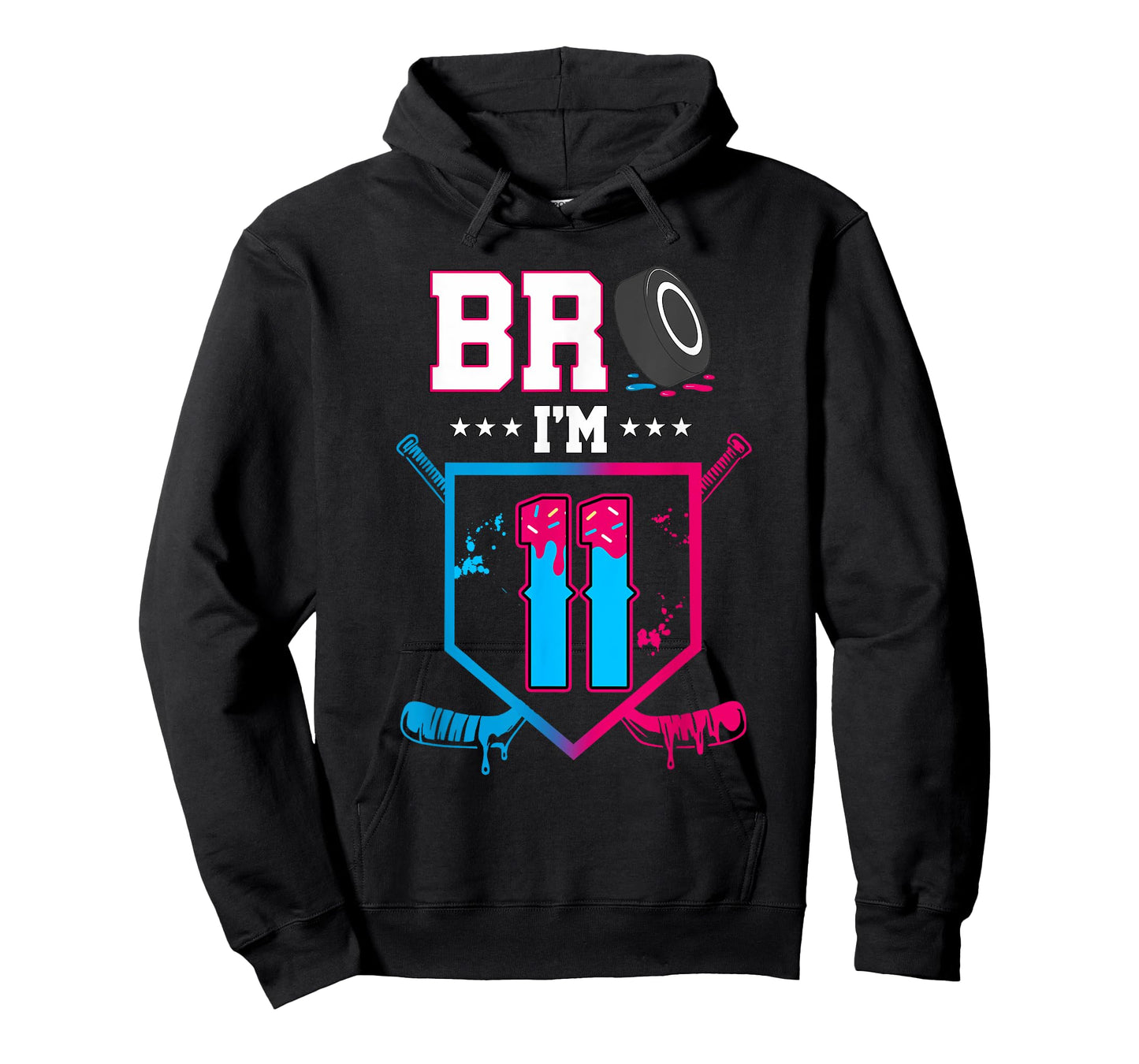 Bro I'm 11 Year Old Hockey Ice Cream Drip 11th Birthday Boy T-Shirt