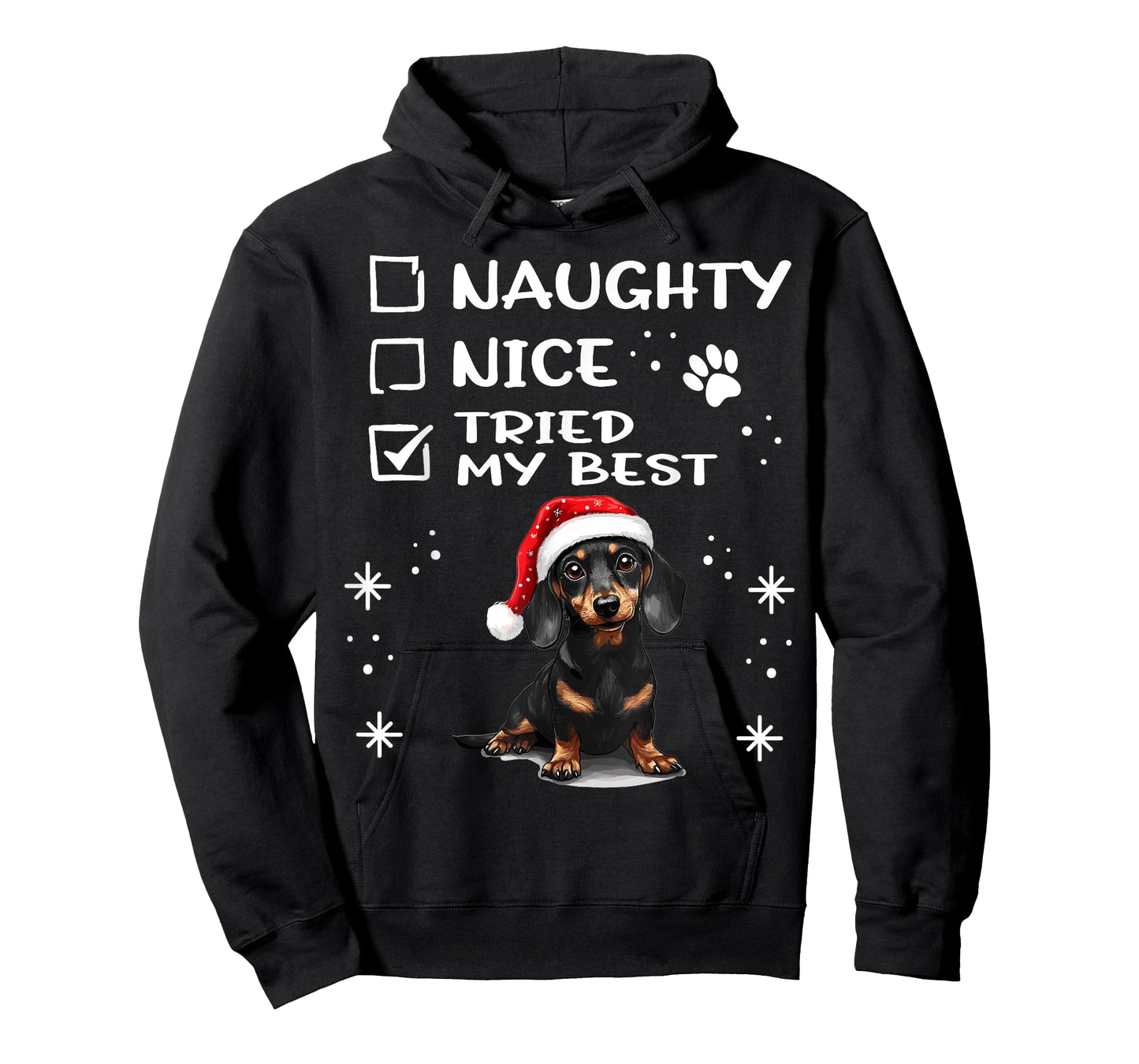 Cute Dachshund Wiener Doxie dog Dog Christmas Naughty Nice T-Shirt