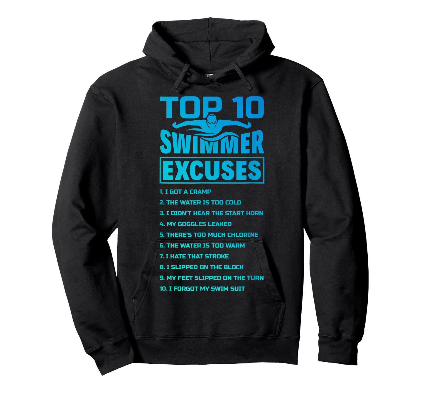 The Merch Pool - Swimmer Excuses Butterfly Swimming Funny Unisex Adult T-Shirt, Black, Small, Short Sleeve