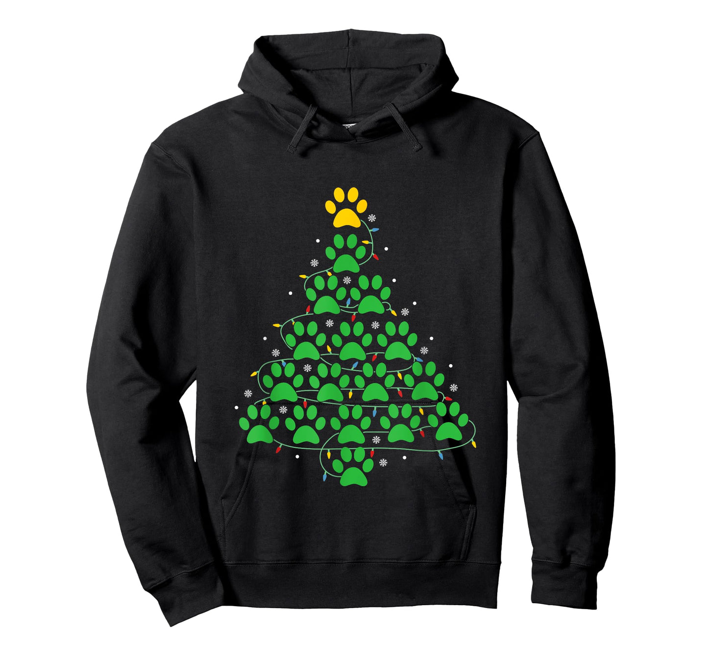 Dog Paw Christmas Design Lr Unisex-Adult Dog Paws Print Christmas Tree Lights Dog Lover T-Shirt