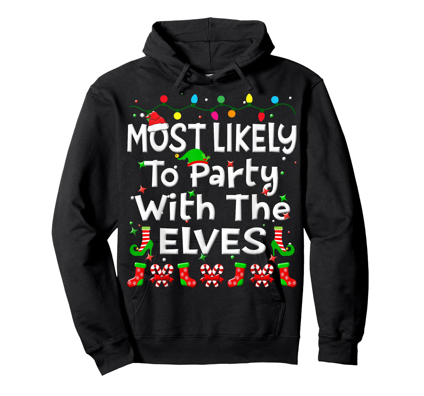 Most Likely To Party With The Elves Christmas Family Funny T-Shirt