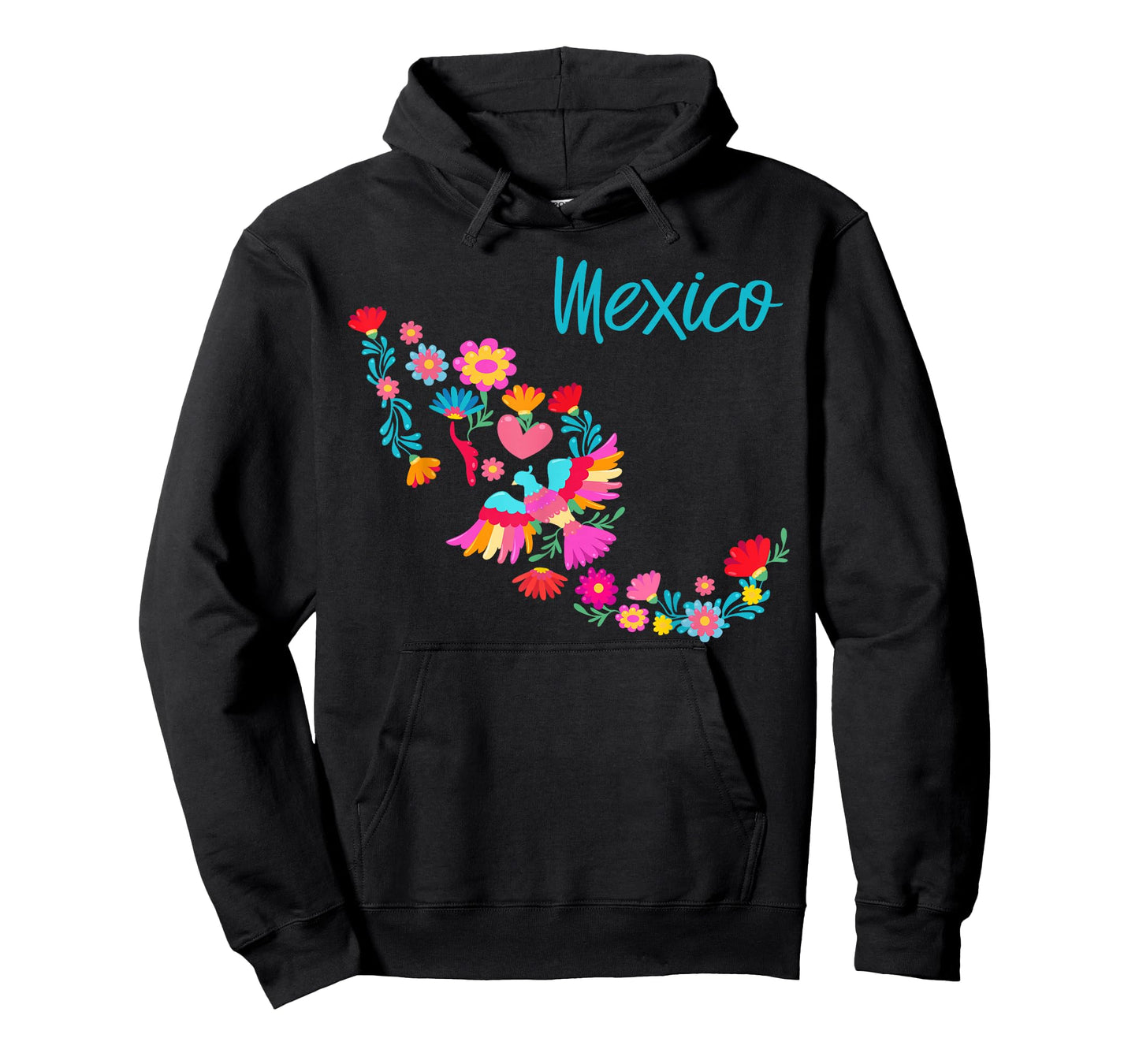 Mexico Map Floral Otomi Mexican Flowers Art Colourful Bright T-Shirt