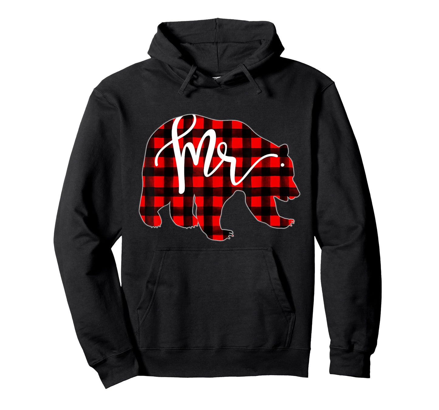 Red Plaid Mr Bear Matching Family Christmas Eve Newlywed T-Shirt