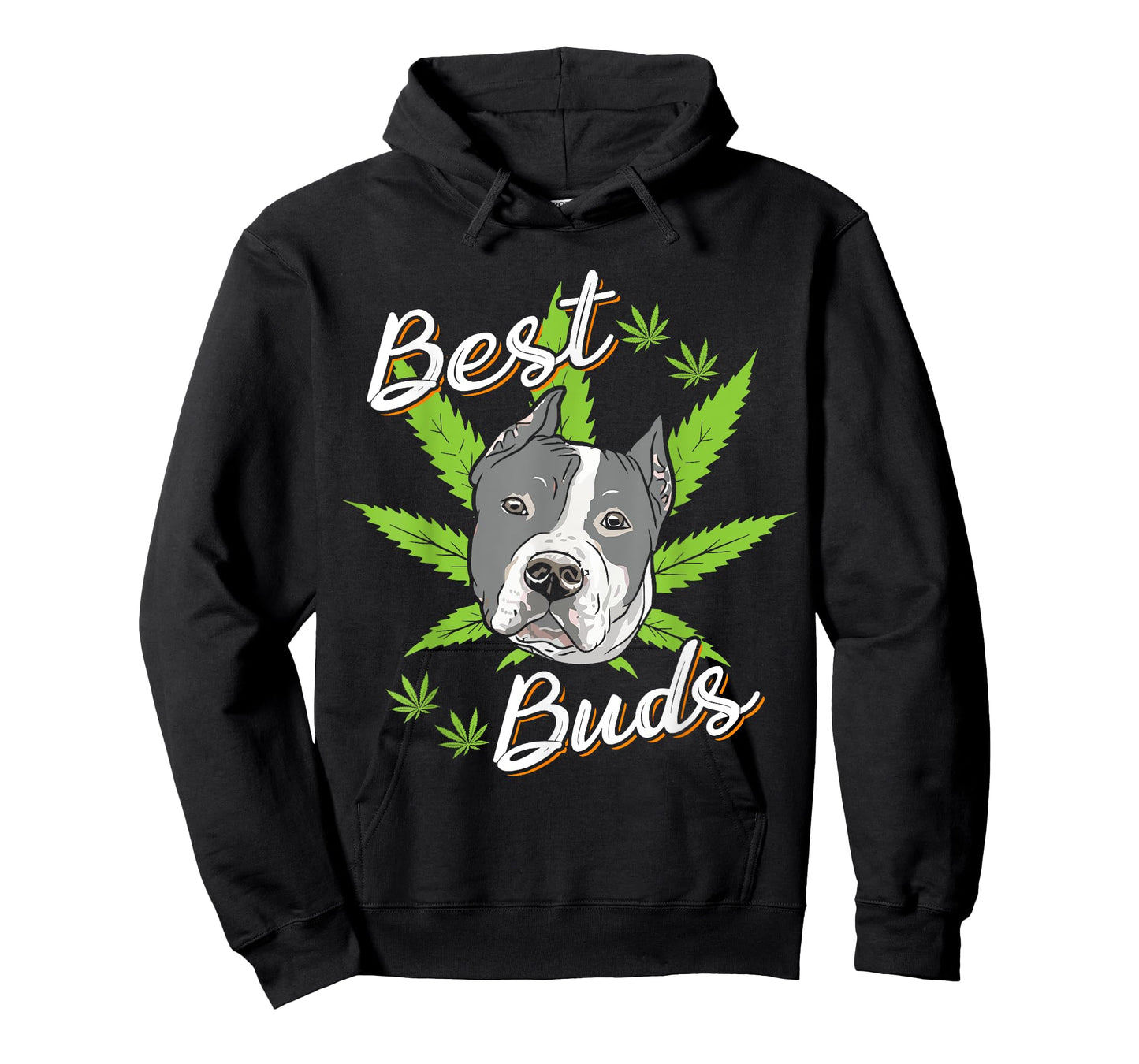 Best Buds Weed Pitbull Dog with Gold Marijuana Leaf Dog Gift T-Shirt