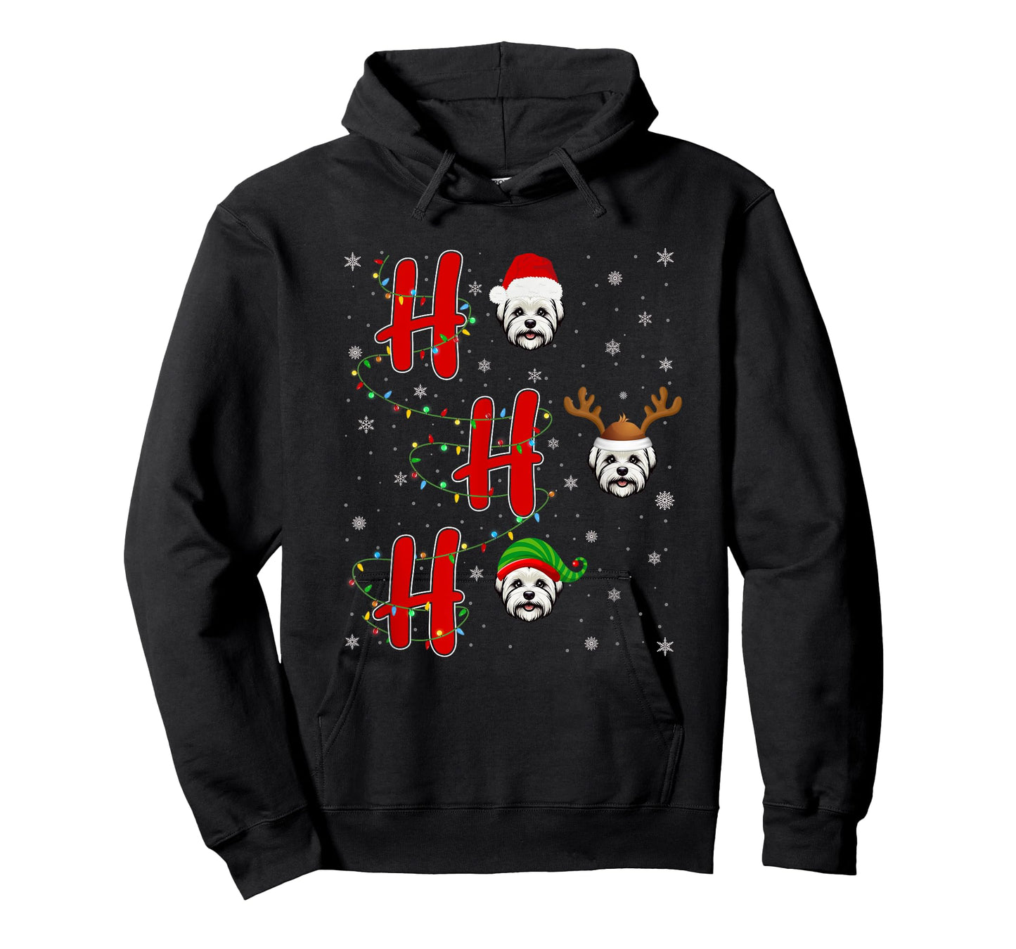 Xmas Lights HO HO HO Maltese Dog Funny Ugly Christmas T-Shirt