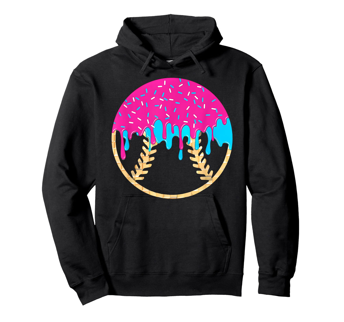 Pink and Blue Drip With Sprinkles Drip Baseball Softball T-Shirt