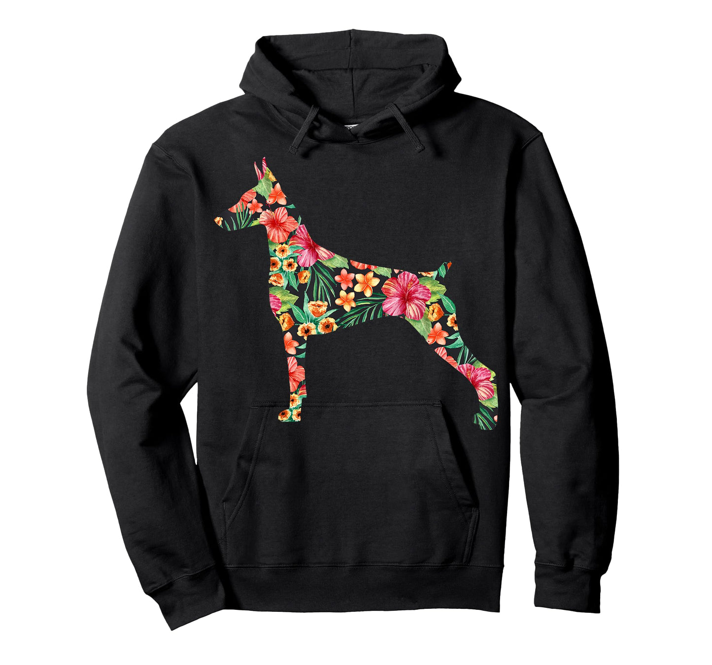 Doberman Flower Funny Dog Silhouette Floral Gifts Women Men T-Shirt