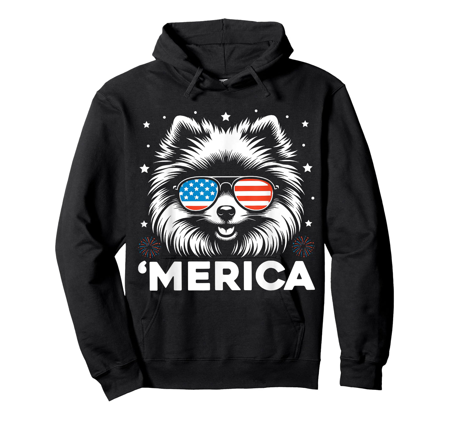 Vintage Pomeranian Dog Merica Patriotic USA Flag 4th Of July Men Women T-Shirt