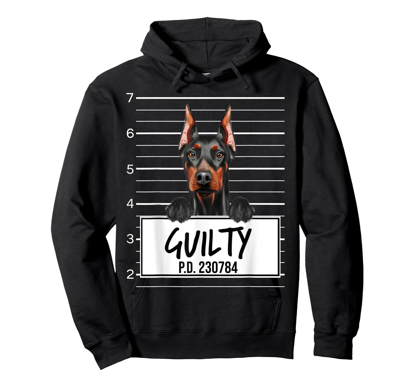 Funny Doberman Pinscher Mugshot Guilty Dog T-Shirt
