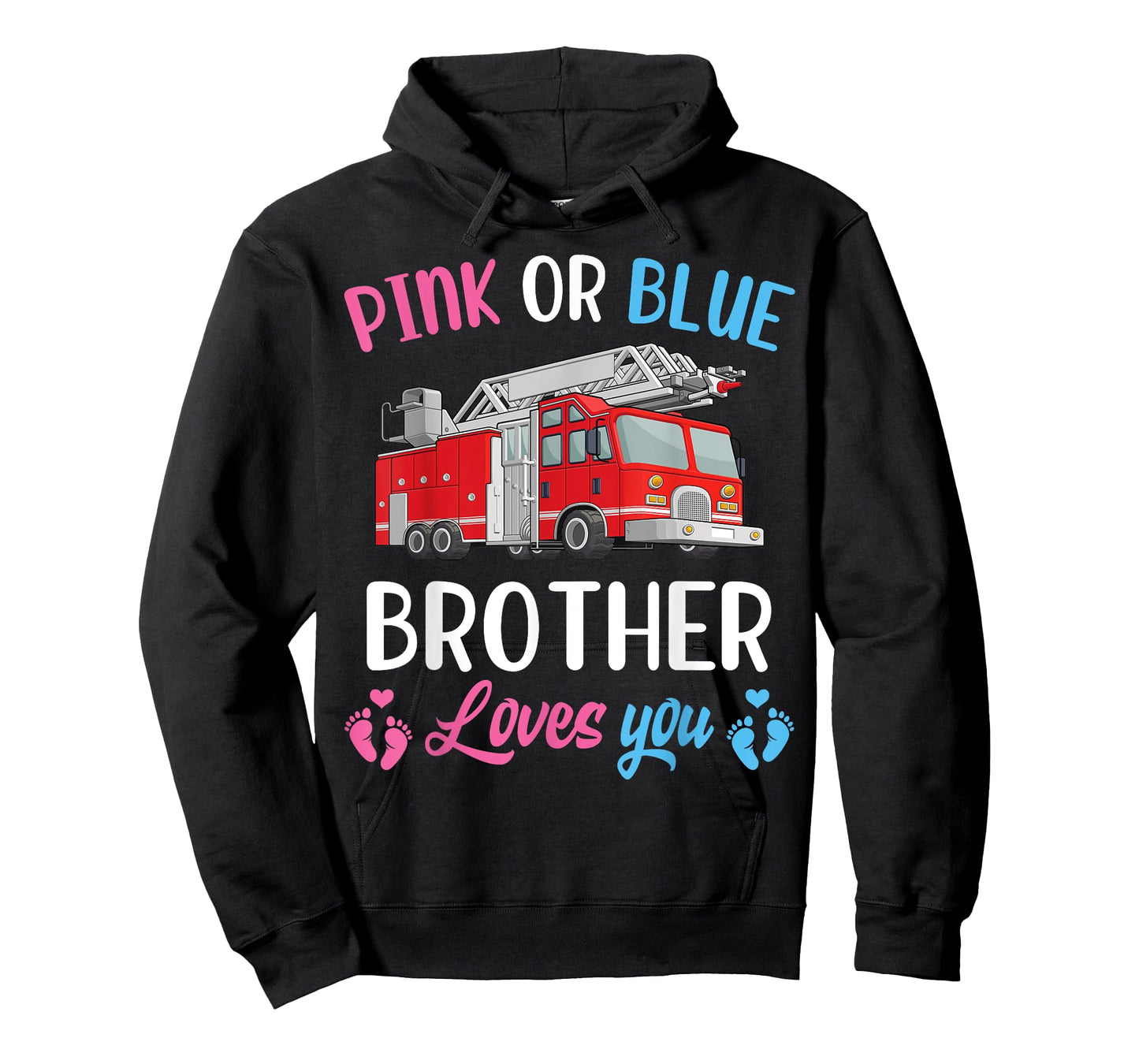 Pink Or Blue Brother Loves You Fire Truck Baby Gender Reveal T-Shirt
