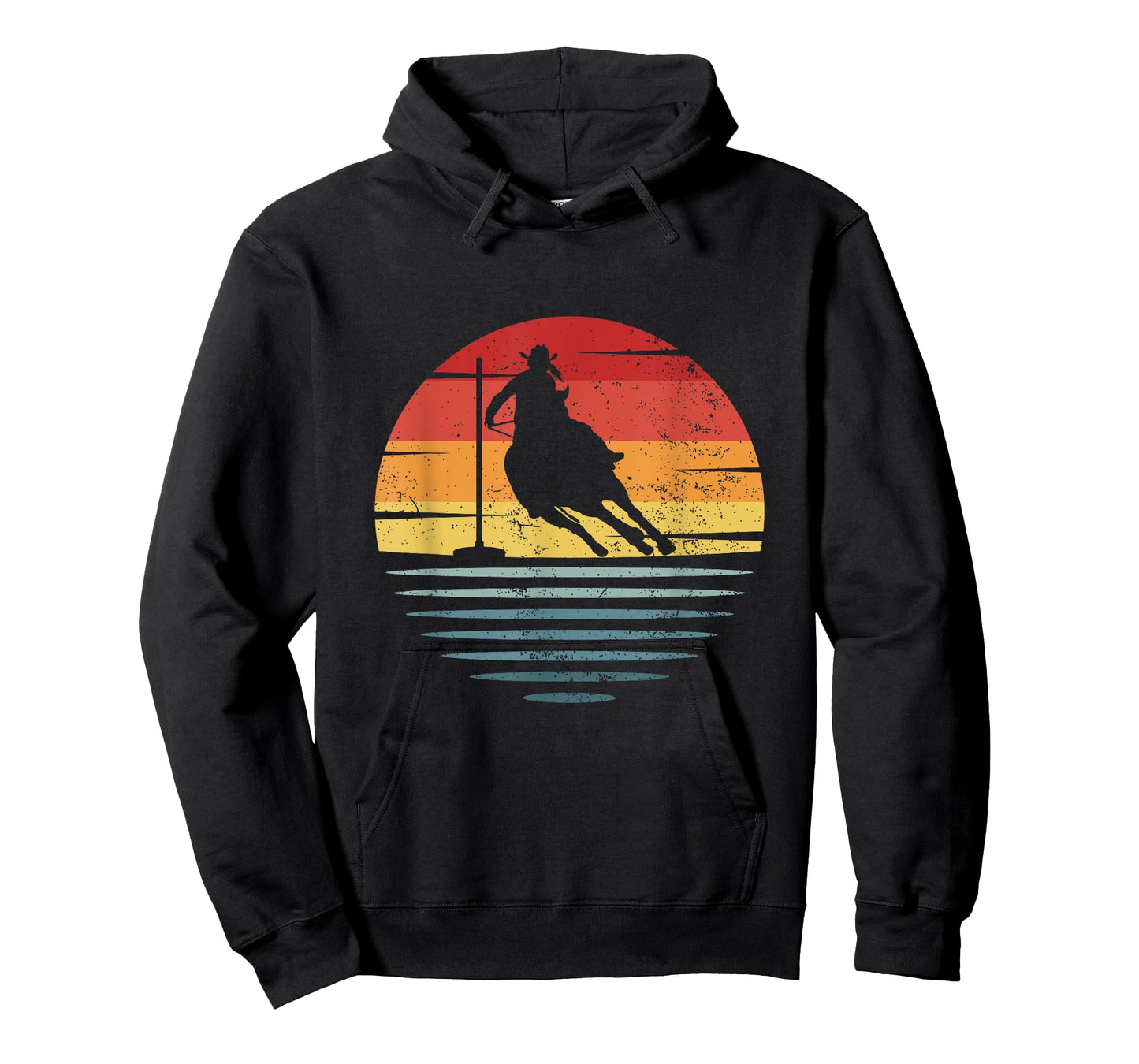 Retro Cowgirl Riding Horse Silhouette Rodeo Pole Bending T-Shirt