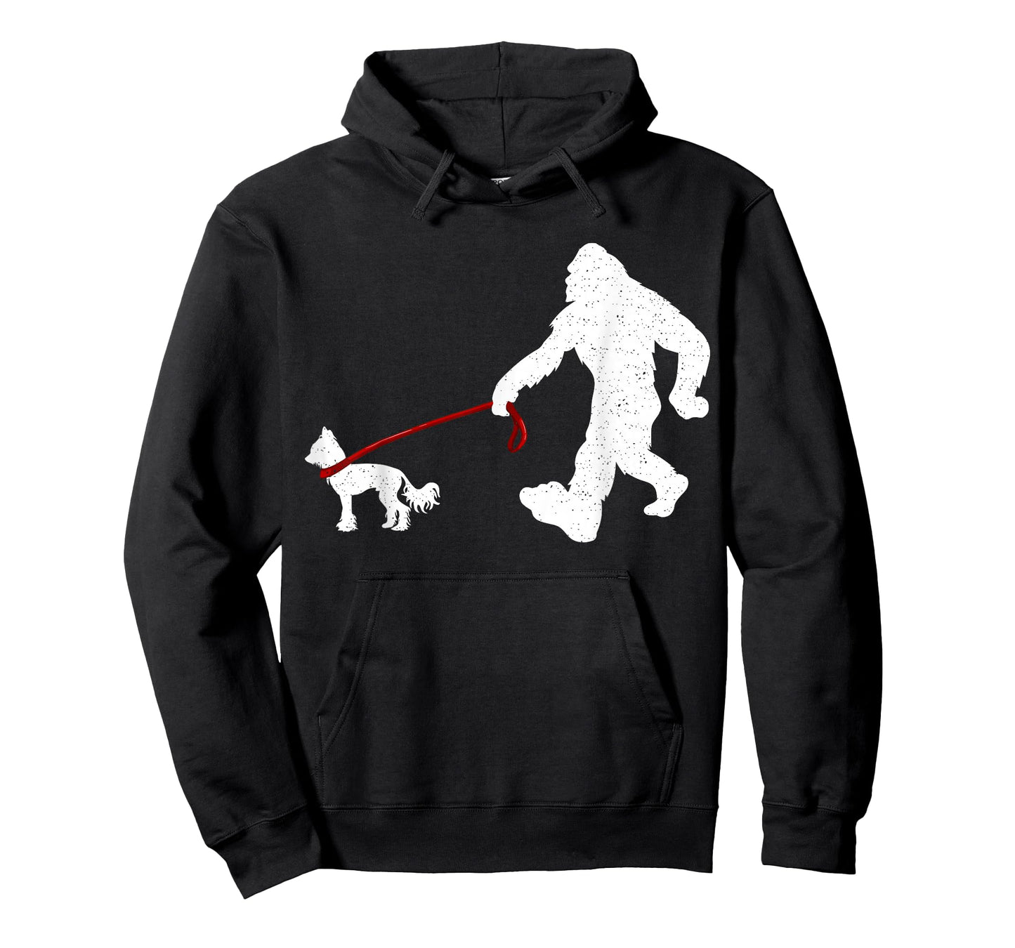 Funny Bigfoot Walking With Chinese Crested Dog Gifts T-Shirt