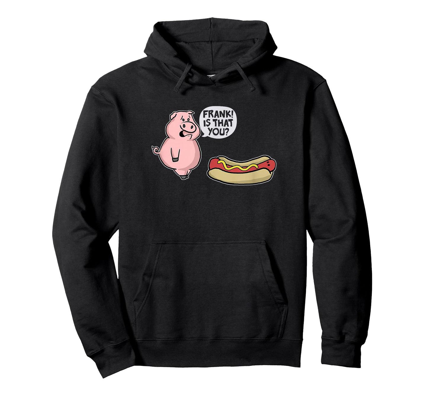 Trendy Apparel Unisex-Adults Casual Graphic T-Shirt Black Small Pig And Hot Dog Funny Cartoon T-Shirt