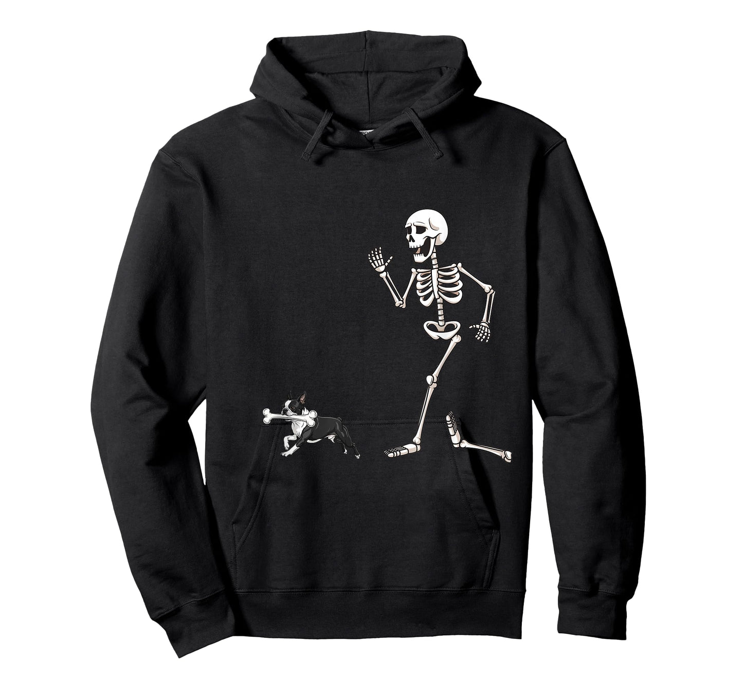 Funny Halloween Boston Terrier and Skeleton T-Shirt