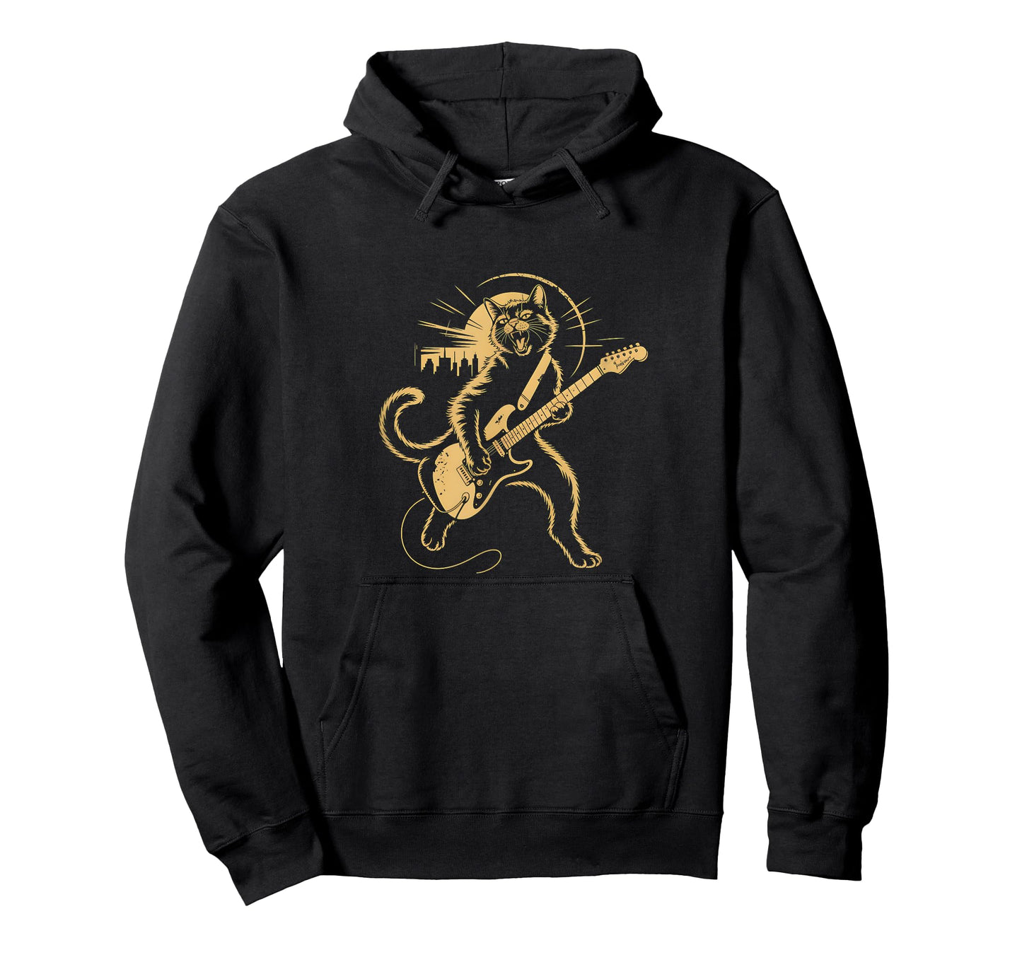 Cat Playing Guitar Rock Star Rock and Roll for Men Women T-Shirt