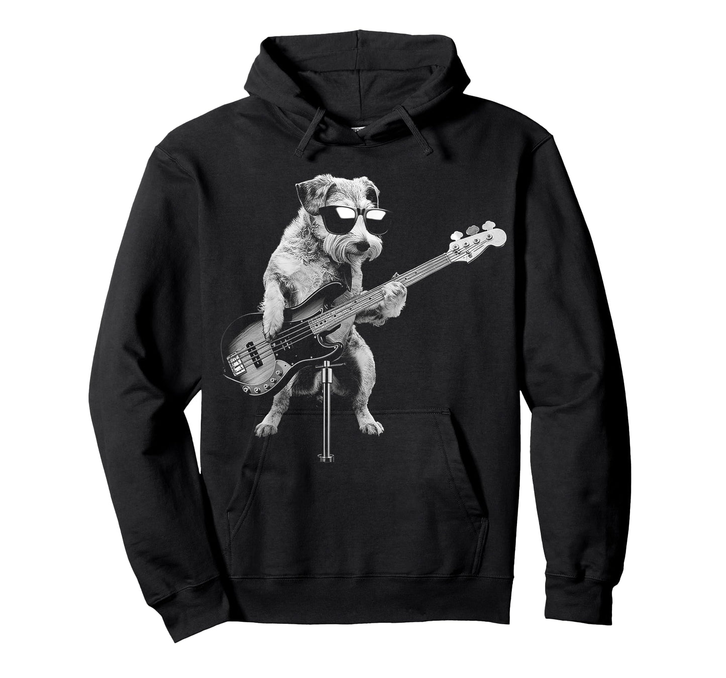 Guitarist Dog Playing Bass Guitar - Funny Guitar Dog Men Women Kids T-Shirt