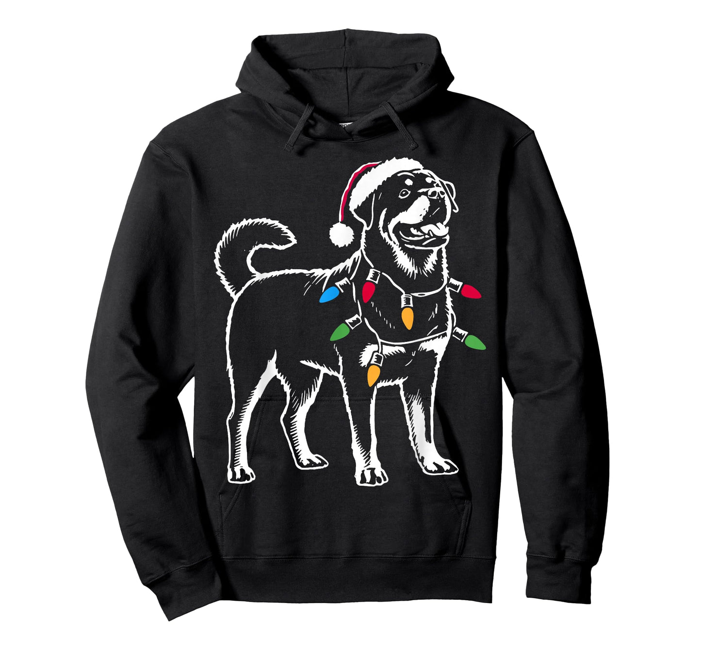 Rottie Rottweiler Christmas Lights Santa Hat Dog Lover Gifts T-Shirt