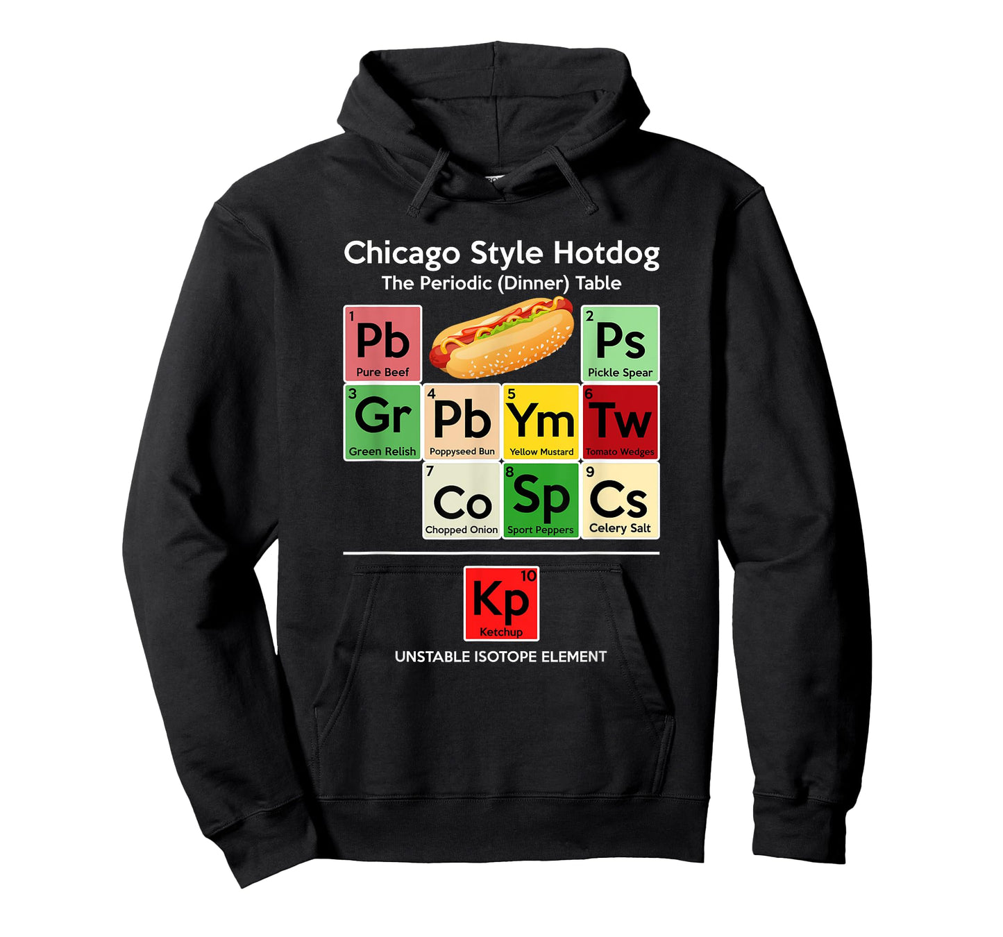 Funny Chicago Style Hot Dog Periodic Dinner Table of Element T-Shirt