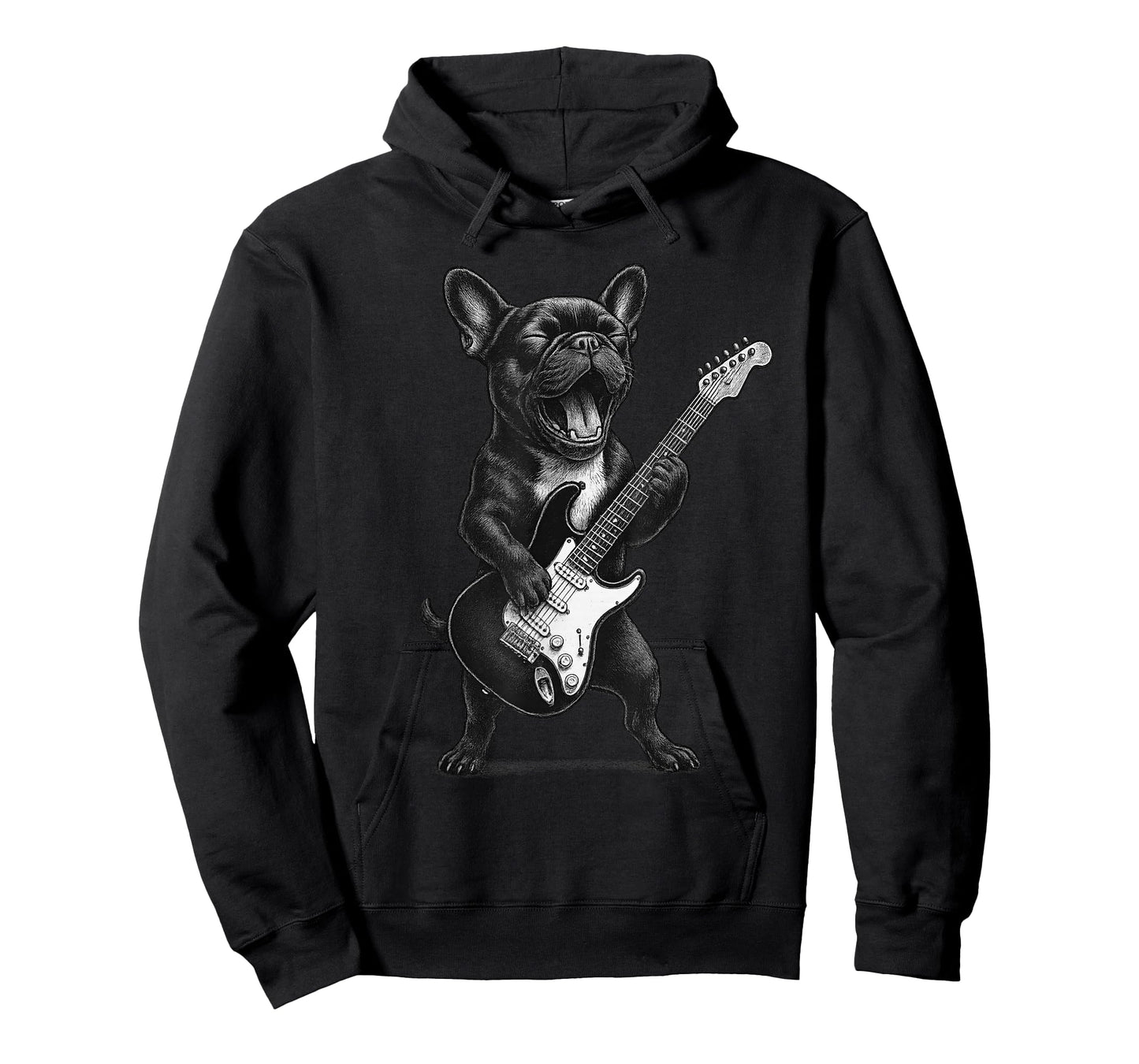 French Bulldog Playing Guitar Rock Music Dog Lover T-Shirt for Men Women Kids