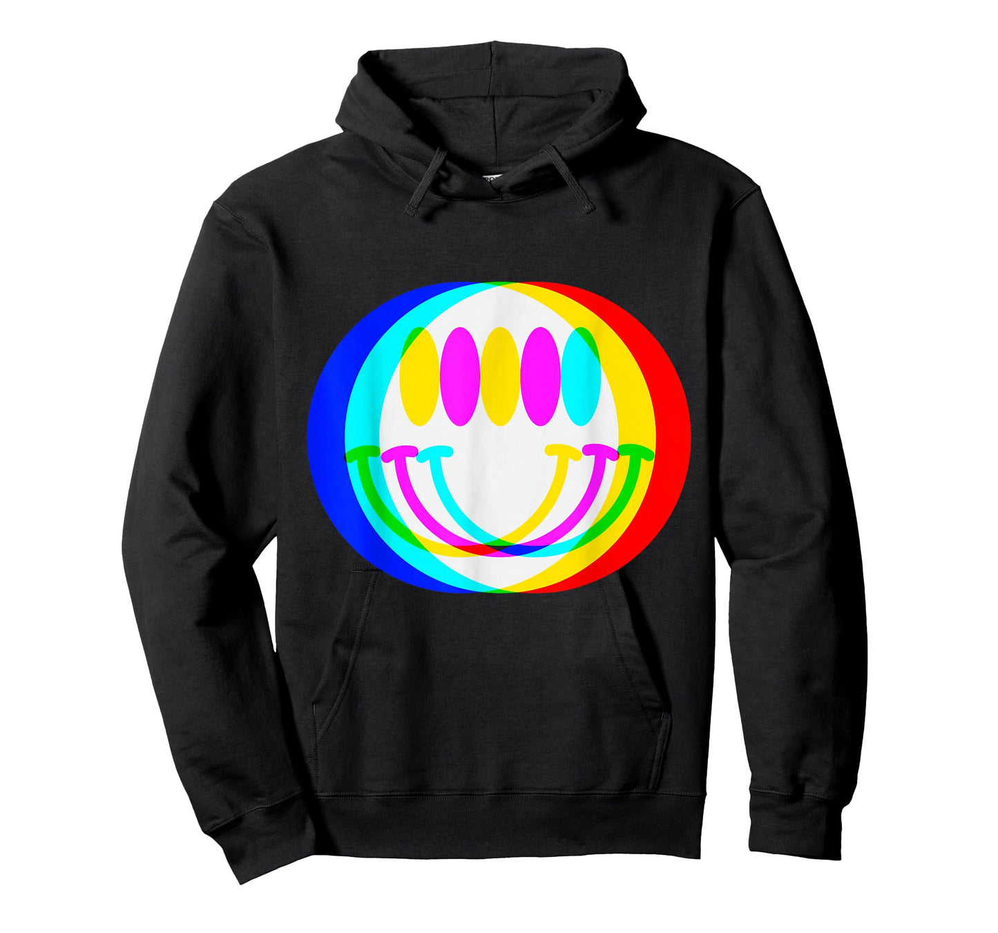 Trendy Happy Face EDM Music Festival Smile Face Illusion T-Shirt