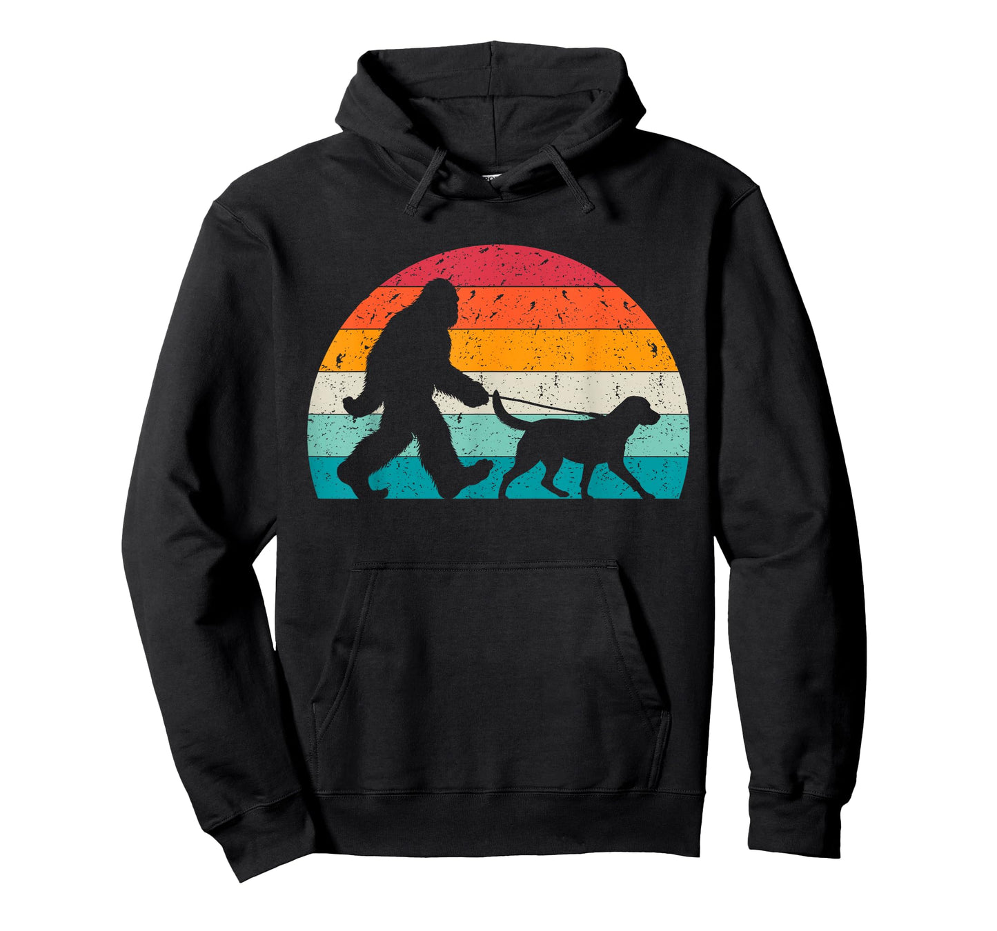 Bigfoot Walking a Dog Funny Labrador Retriever Lovers Dad Men Women Kids T-Shirt